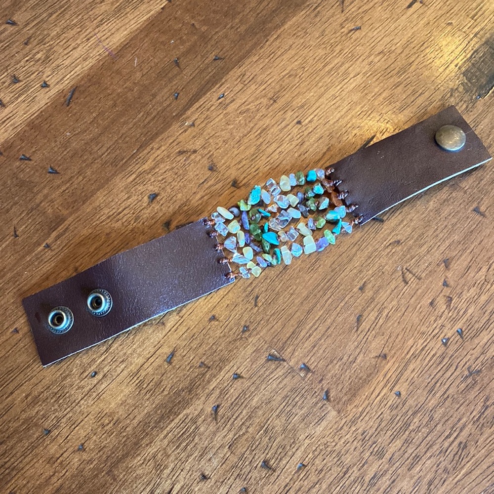 Bundle Special! Leather cuff bracelet with beads